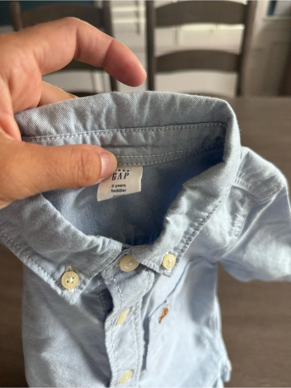 GAP Light Blue Short-Sleeve Button-Down Shirt with Embroidered Pocket